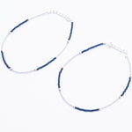 Real silver and dark blue beads anklets for women