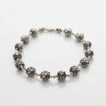Hexagon Om Silver Beads Bracelet