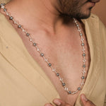 Orignal Sphatik Diamond Cut Beads with Om Silver Beads Mala