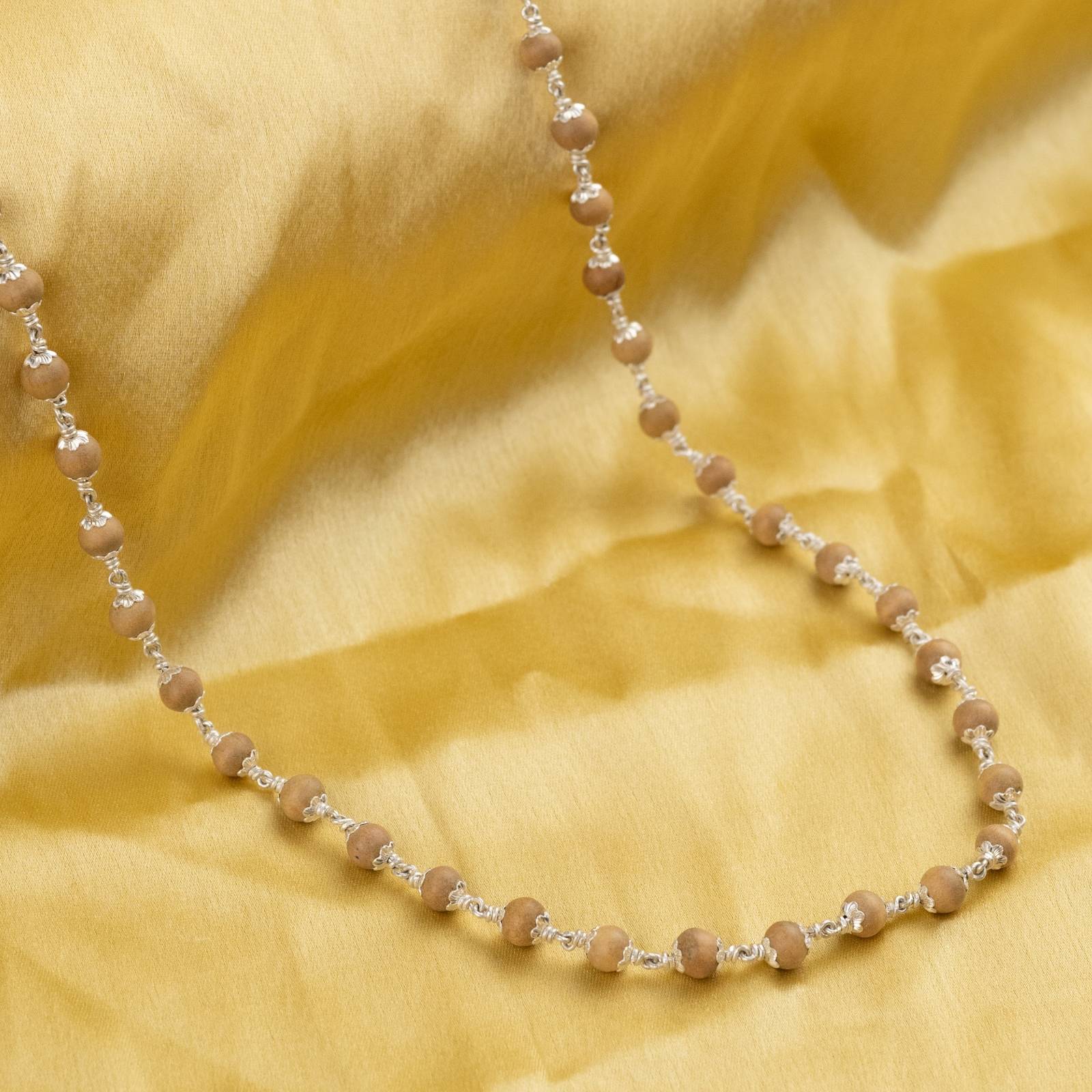 Sandalwood Silver Mala ( 6 - 7 mm Sandalwood Size )