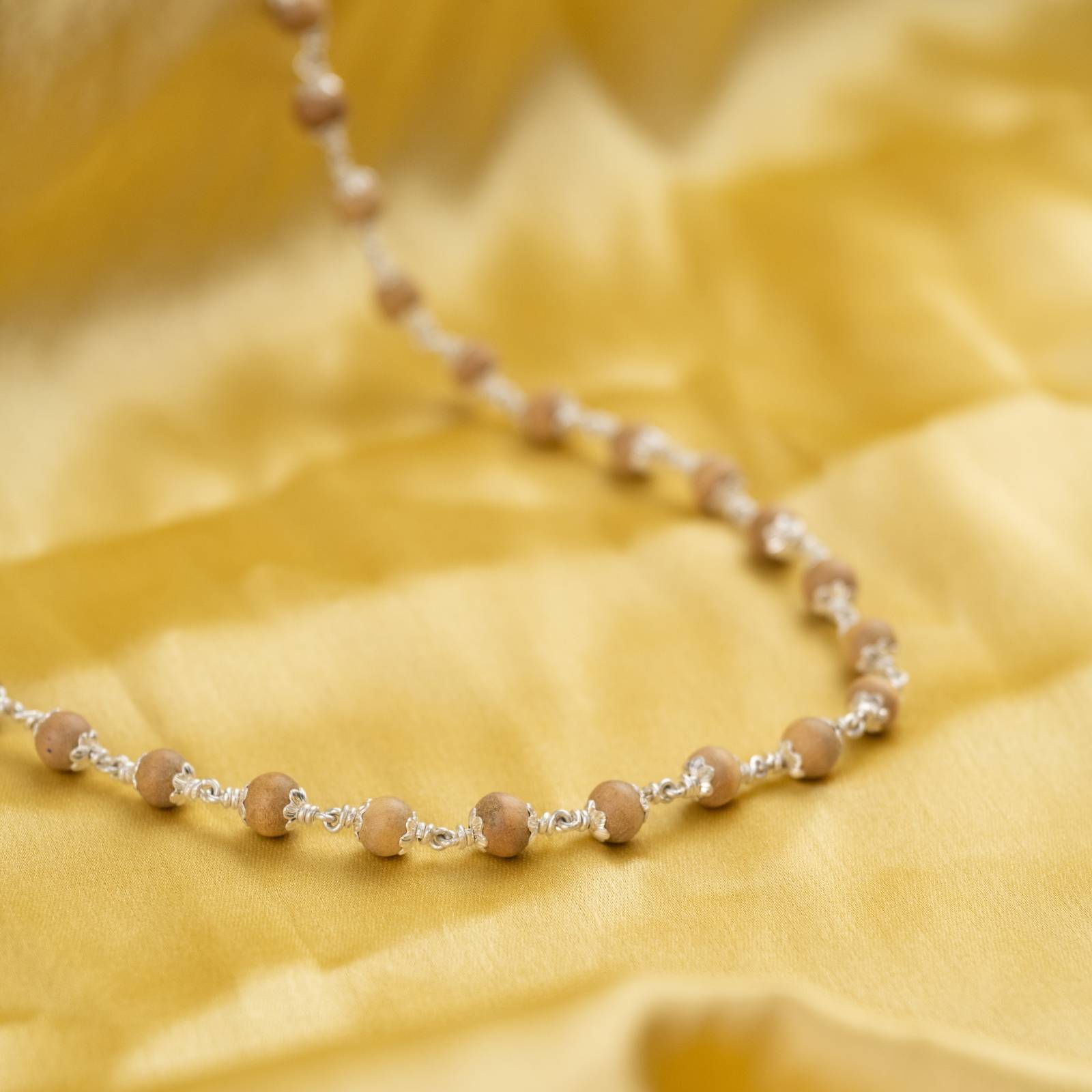 Sandalwood Silver Mala ( 6 - 7 mm Sandalwood Size )