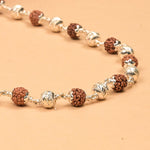 Rudraksha With CNC Silver Beads Mala