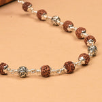 Rudraksha With Om Silver Beads Mala