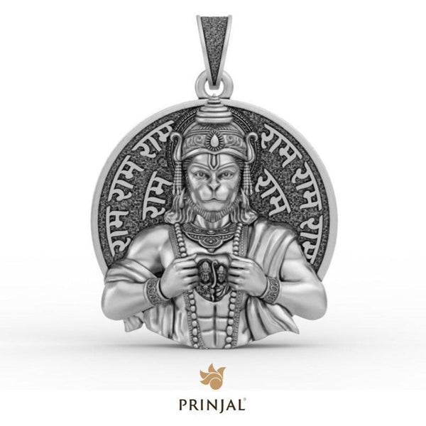 Veer Hanuman Ram Darshan Silver Pendant