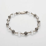 5-6 MM Sphatik with Om Silver Beads Bracelet