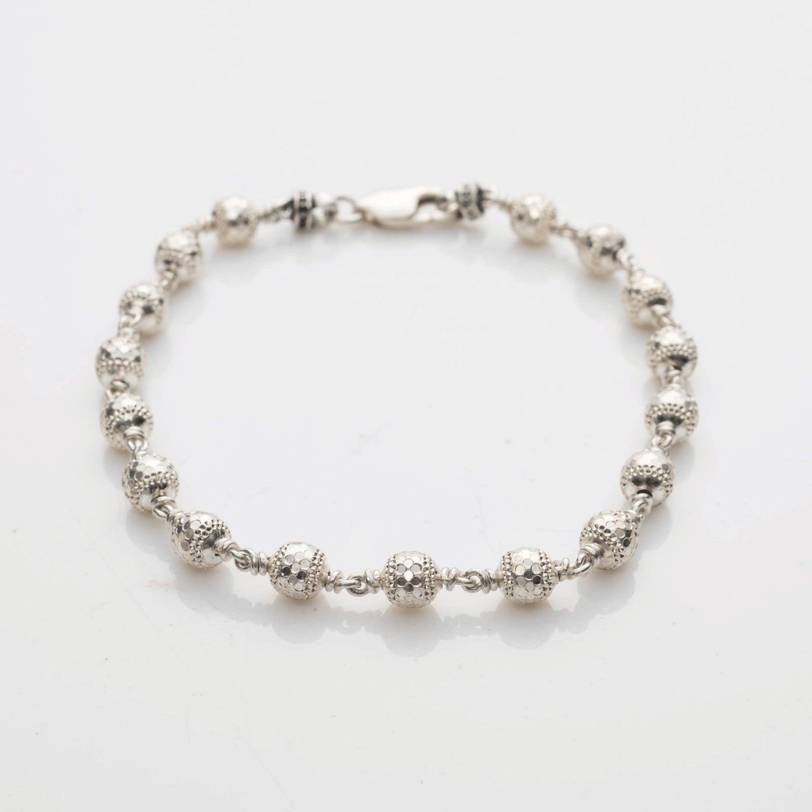 Premium 5–6 MM Silver CNC Beads Bracelet