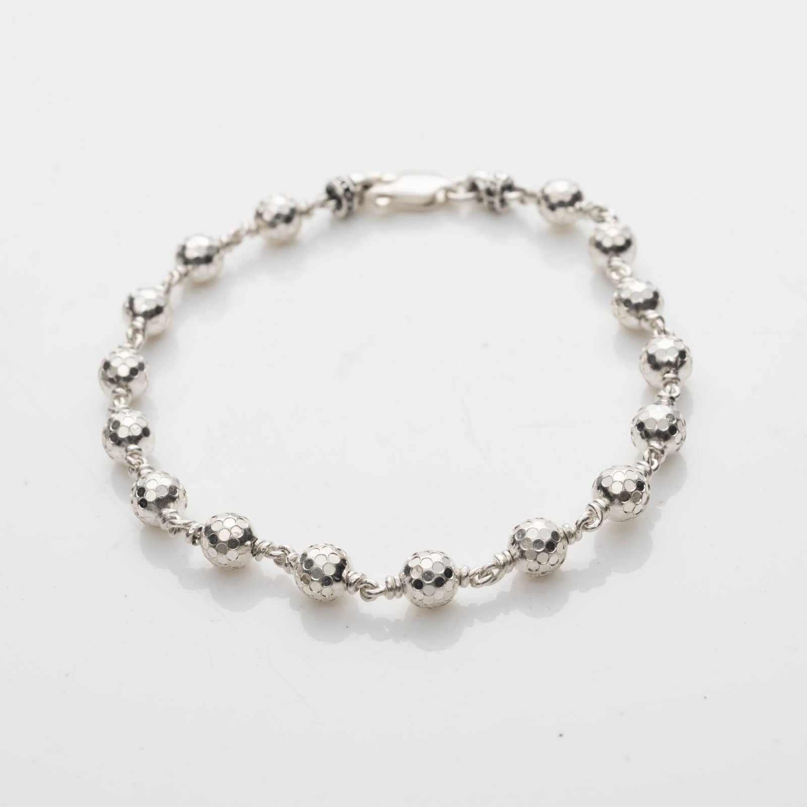 Authentic 5–6 MM CNC Silver Spacer Beads Bracelet