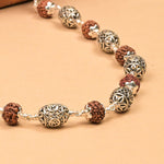 Rudraksha With Ovel Om Silver Beads Mala