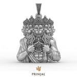 Five Face Hanuman Ji Silver Pendant