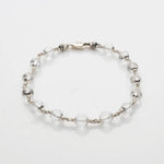 5-6 MM Sphatik Diamond Cut Beads Silver Bracelet