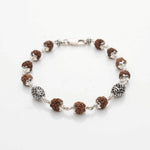 Rudraksha With Cylindrical Silver Beads Bracelet