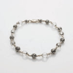 Premium Sphatik Diamond Cut Beads With Om Silver Beads Bracelet