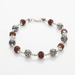 Rudraksha with Hexagon Silver Beads Bracelet