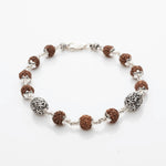 Rudraksha with Oval Om Silver Beads Bracelet