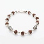 Rudraksha Bracelet with Hollow Oval Silver Beads