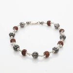 Rudraksha with Flower Silver Beads Bracelet