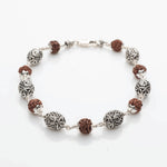 Rudraksha with Oval Om Silver Beads Bracelet