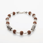 Rudraksha and Cylindrical Silver Beads Bracelet