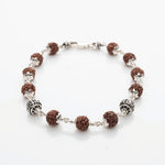 Rudraksha With Om Namah Shivay Silver Beads Bracelet