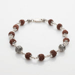 Rudraksha With Om Namah Shivay Beads Silver Bracelet