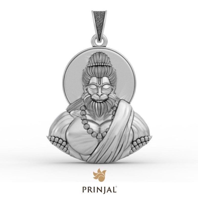 Peaceful Hanuman Ji Silver Pendant