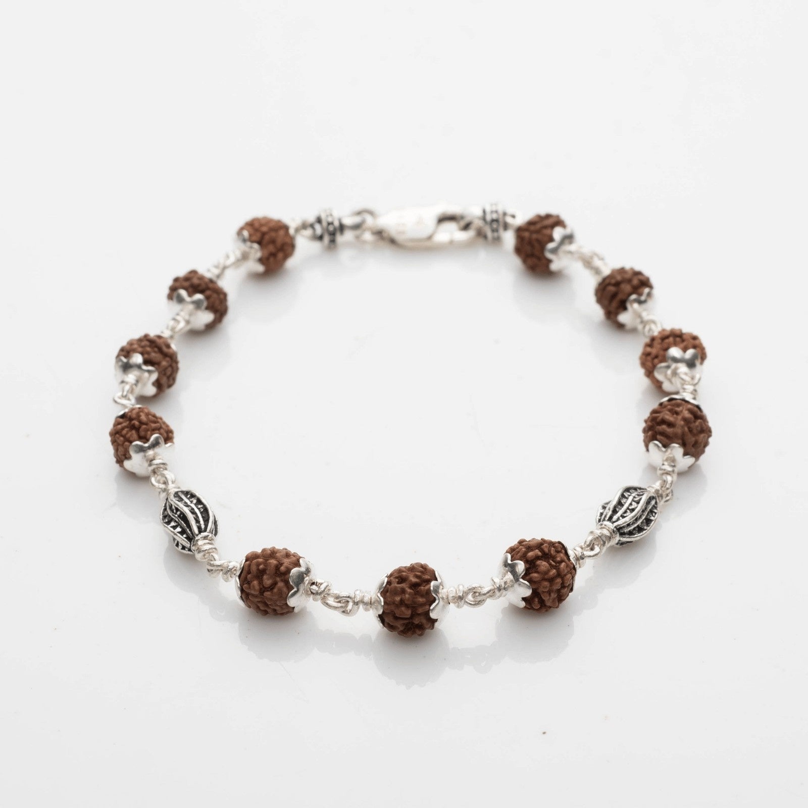 Rudraksha Silver Marqurise Beads Bracelet