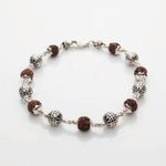Rudraksha Bracelet with Textured Round Silver Beads