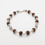 Rudraksha With Hollow Circular Silver Beads Bracelet