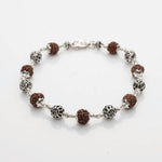 Rudraksha with Round Om Silver Beads Bracelet