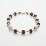 Rudraksha Bracelet with Textured CNC Silver Bead