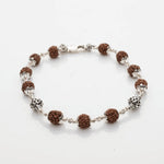 Rudraksha With Hollow Mesh Silver Beads Bracelet