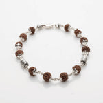 Rudraksha With Silver Oval Filigree Beads Bracelet
