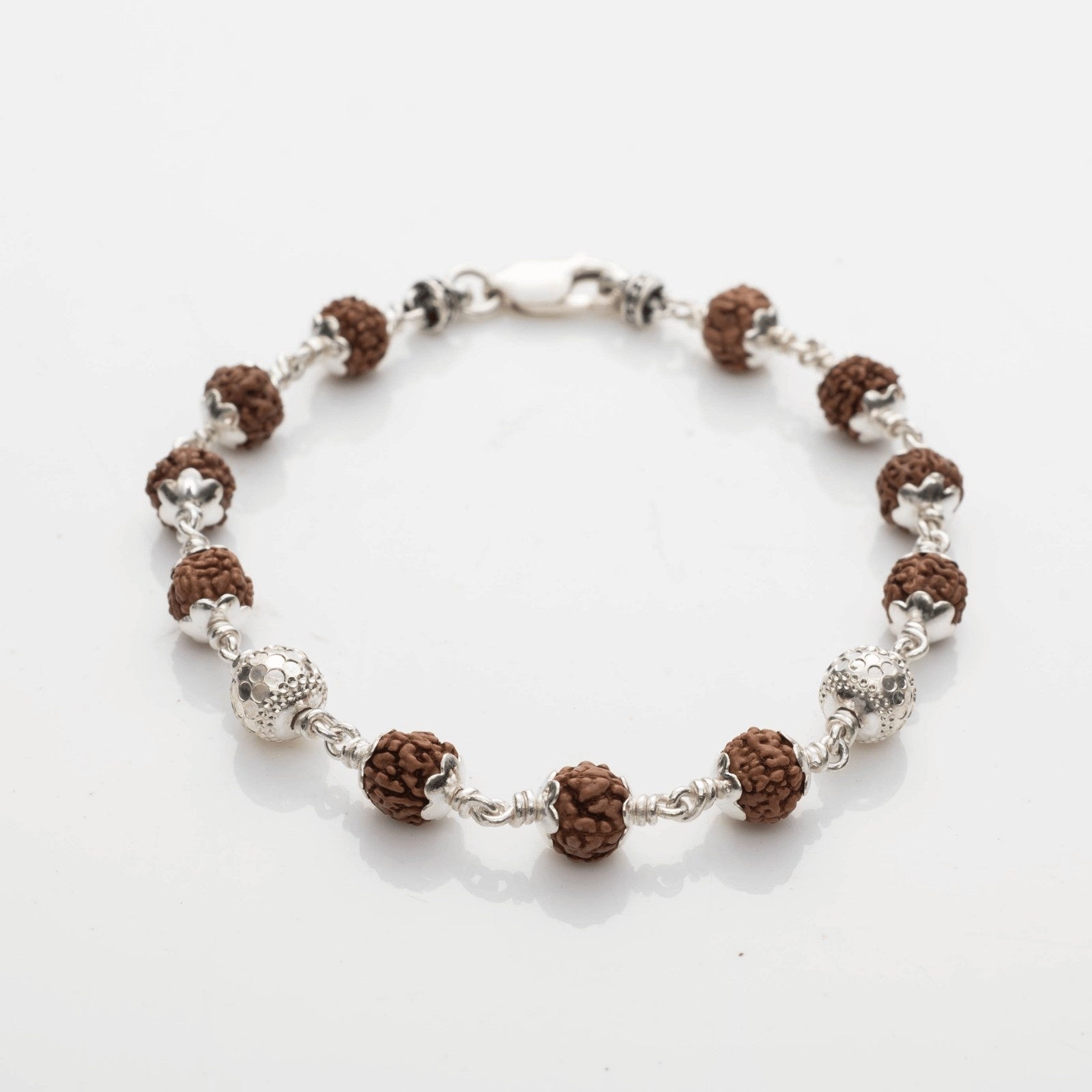 Rudraksha Textured CNC Silver Bracelet