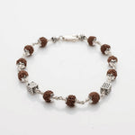 Rudraksha Bracelet with Silver Square Cylinder Bead