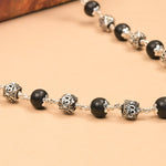 Karungali With Hexagon Om Silver Beads Mala