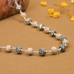 Tulsi With Hexagon Om Silver Beads Mala