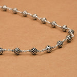 Ornate Sphere Silver Beads Mala