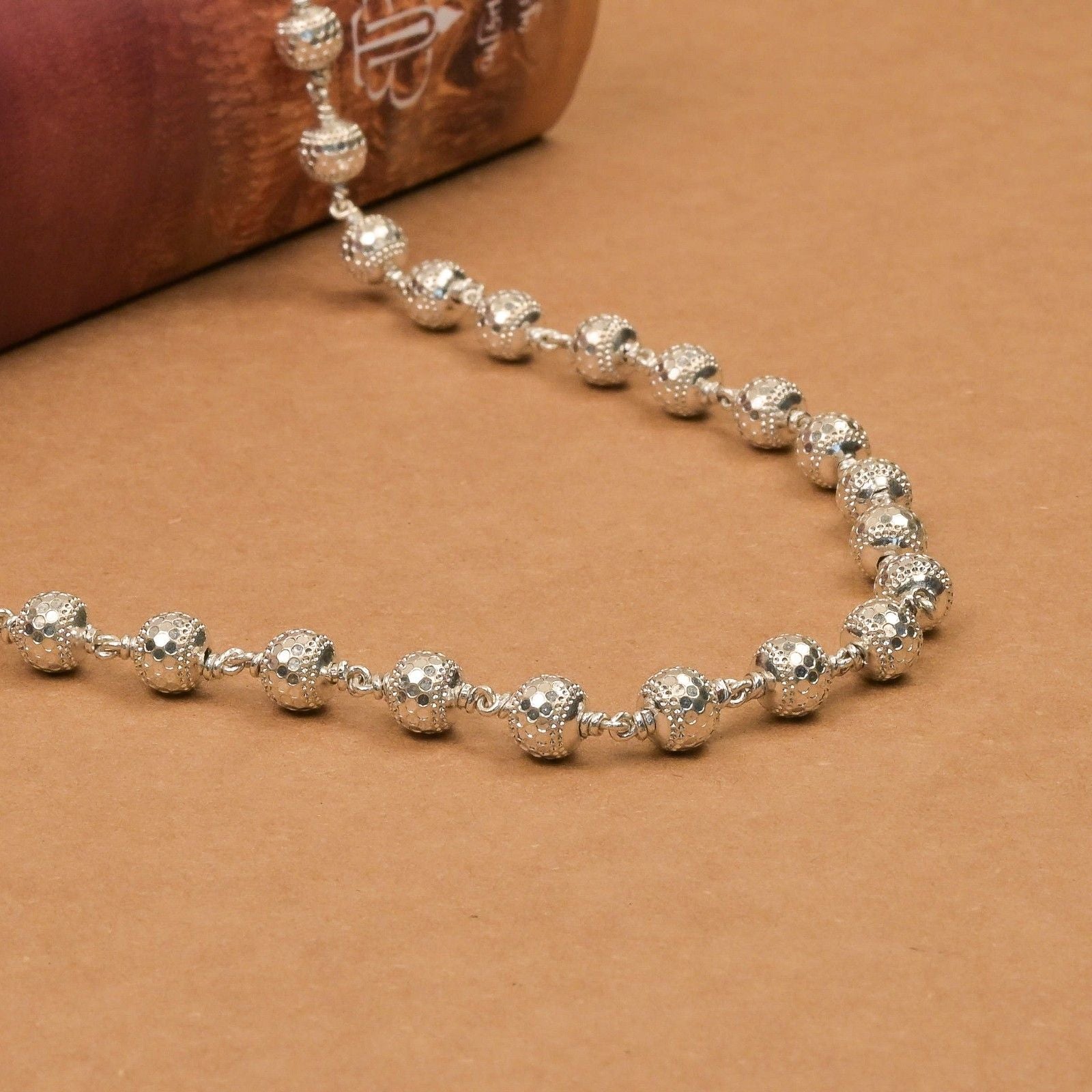 Premium 7–8 MM CNC Silver Beads Mala