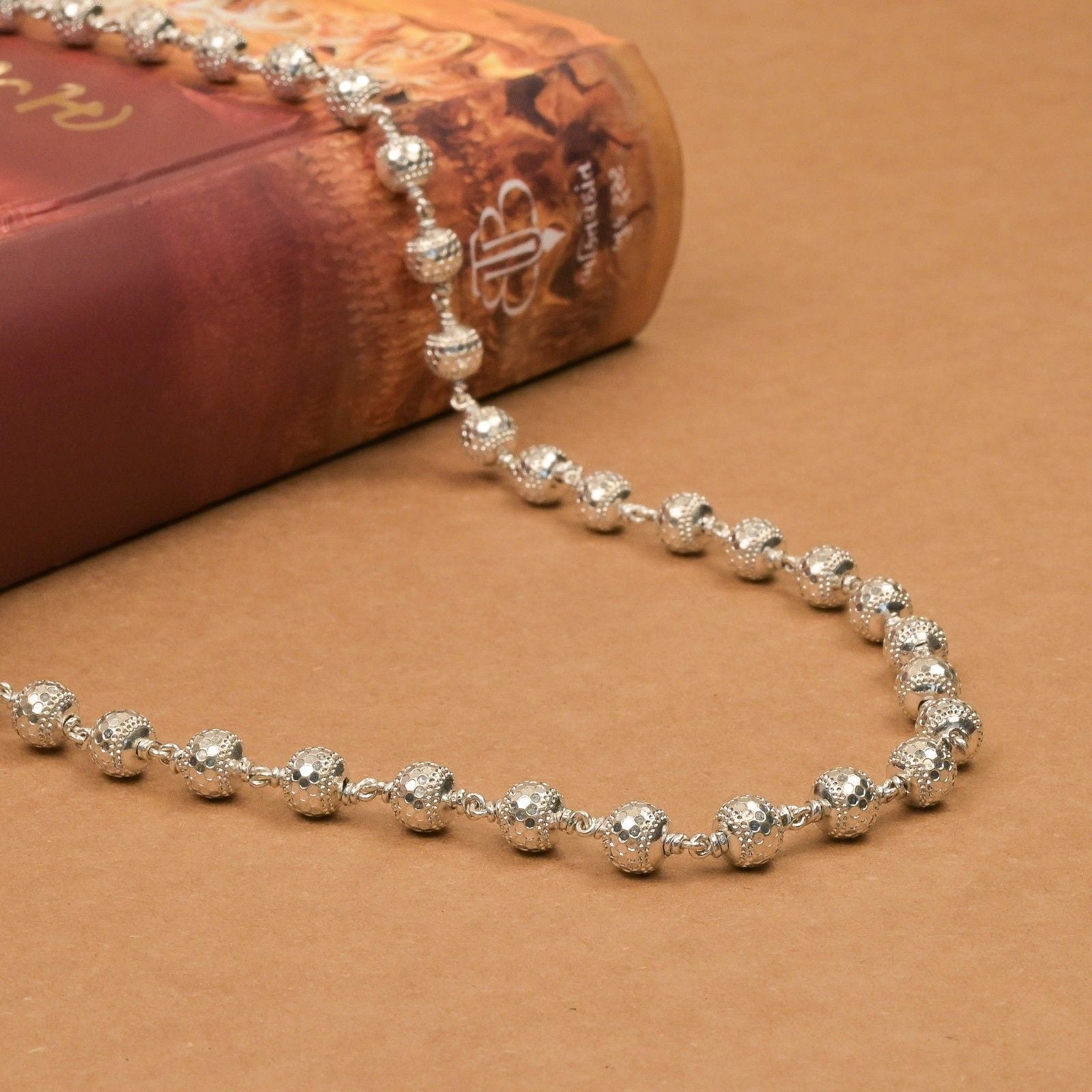 Premium 7–8 MM CNC Silver Beads Mala