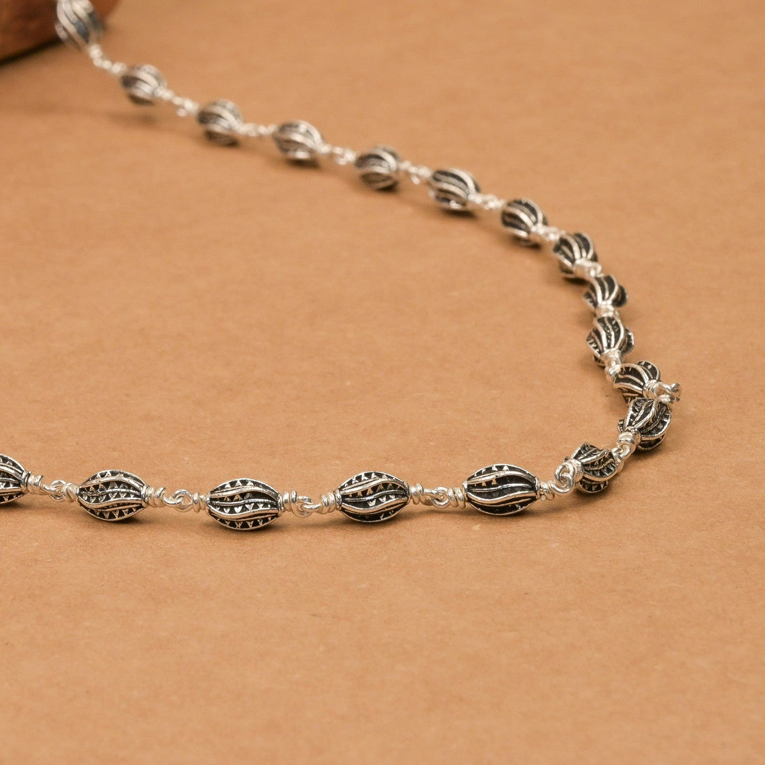 Marquise Beads Silver Mala