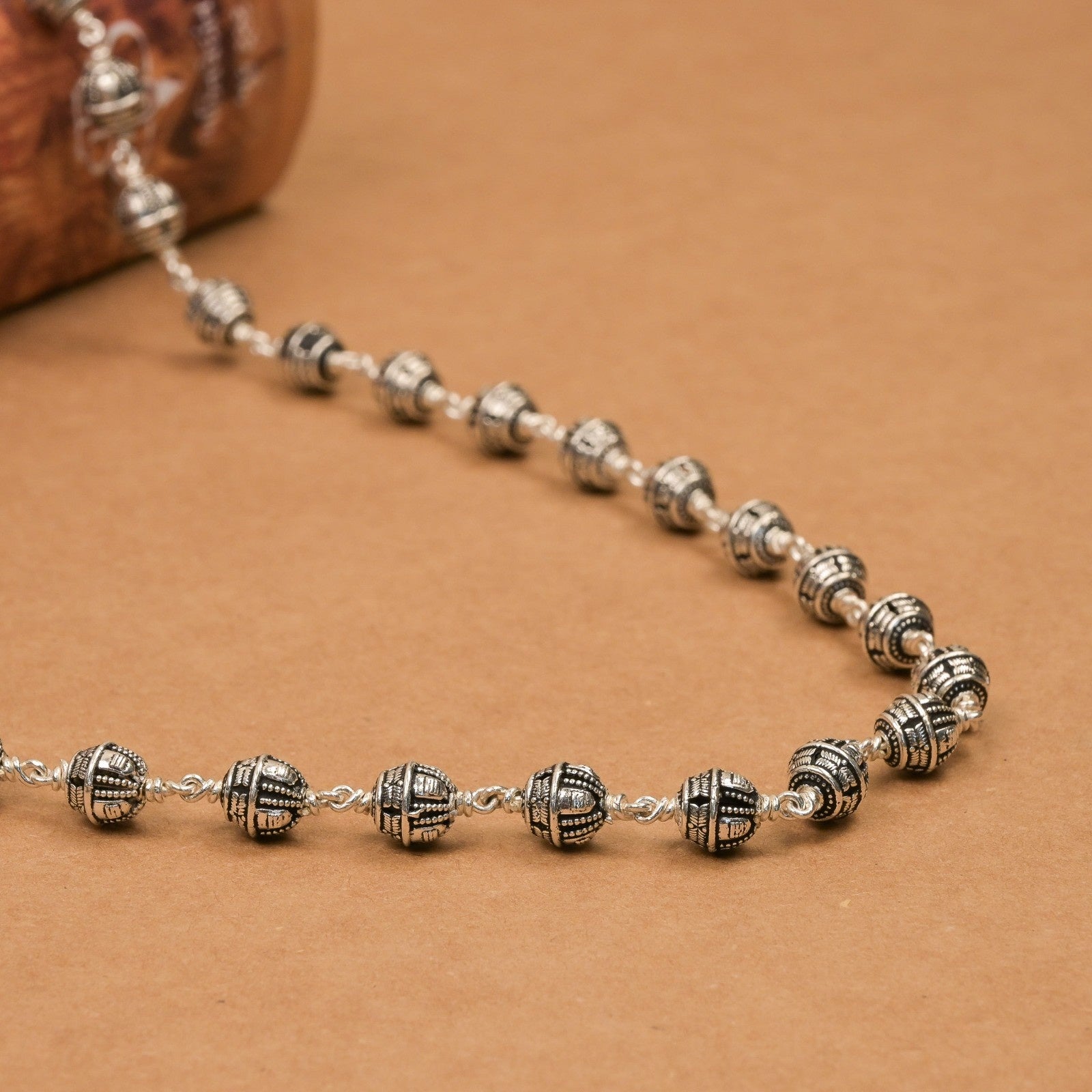 Shivling Silver Beads Mala