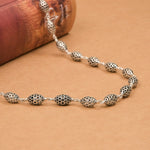 Perforated Oval Silver Beads Mala