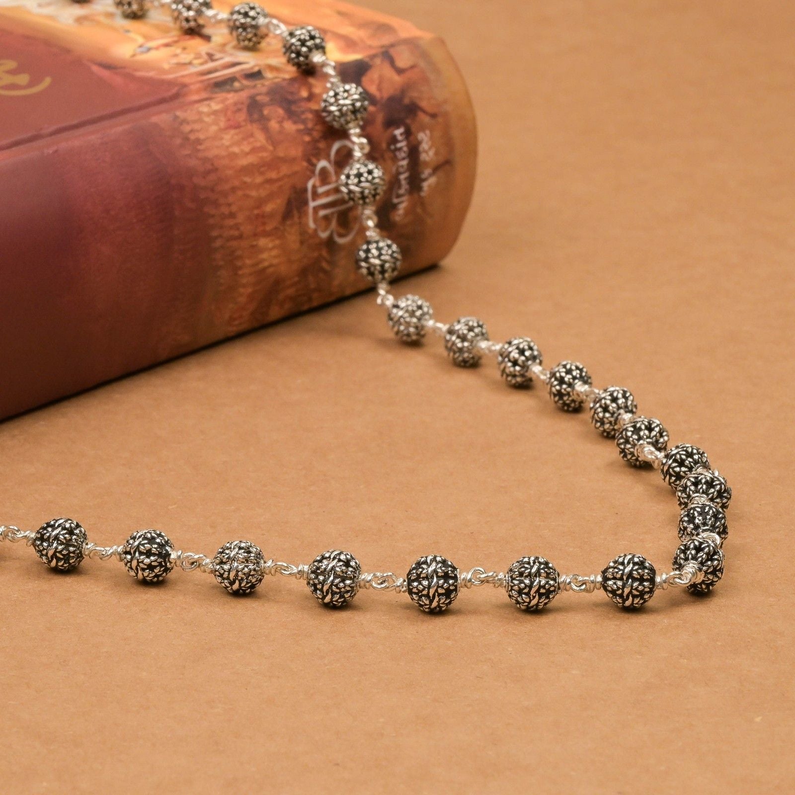 Flower Silver Bead Mala