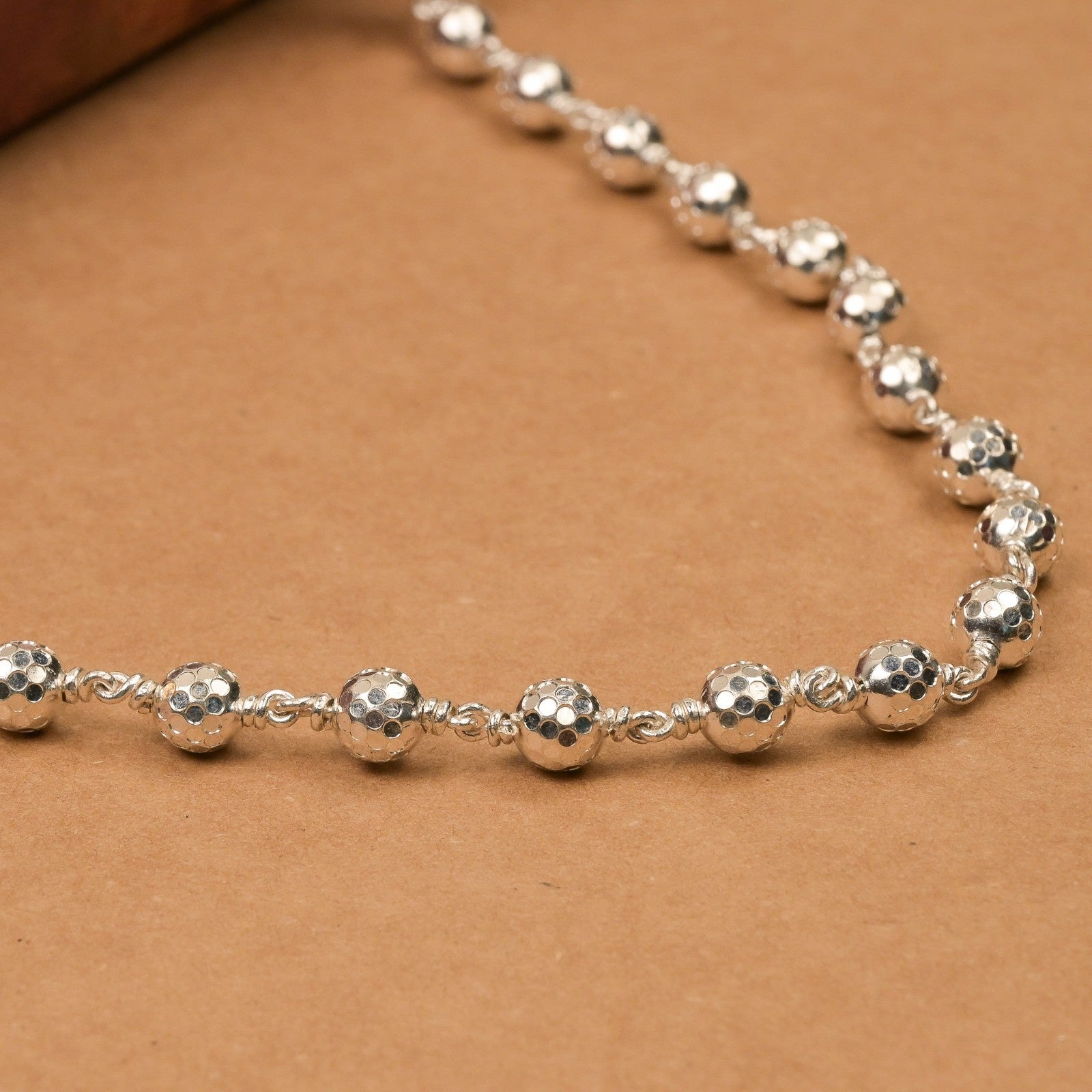 5–6 mm Diamond Cut CNC Sterling Silver Beads Mala