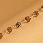 Rudraksha With Round Om Beads Silver Bracelet