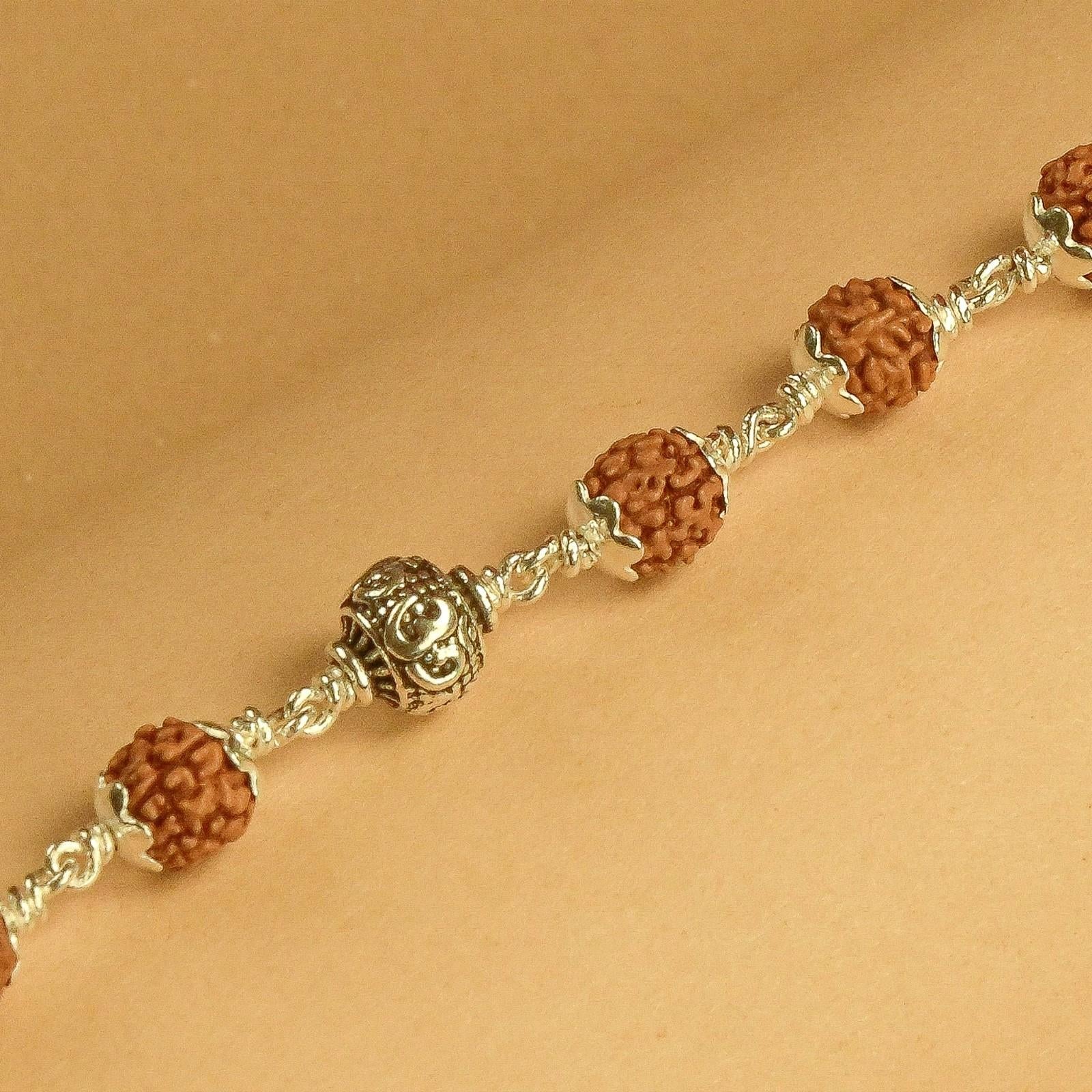 Rudraksha Bracelet with Silver Om Bead