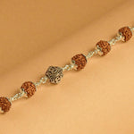 Rudraksha with Hexagon Silver Beads Bracelet