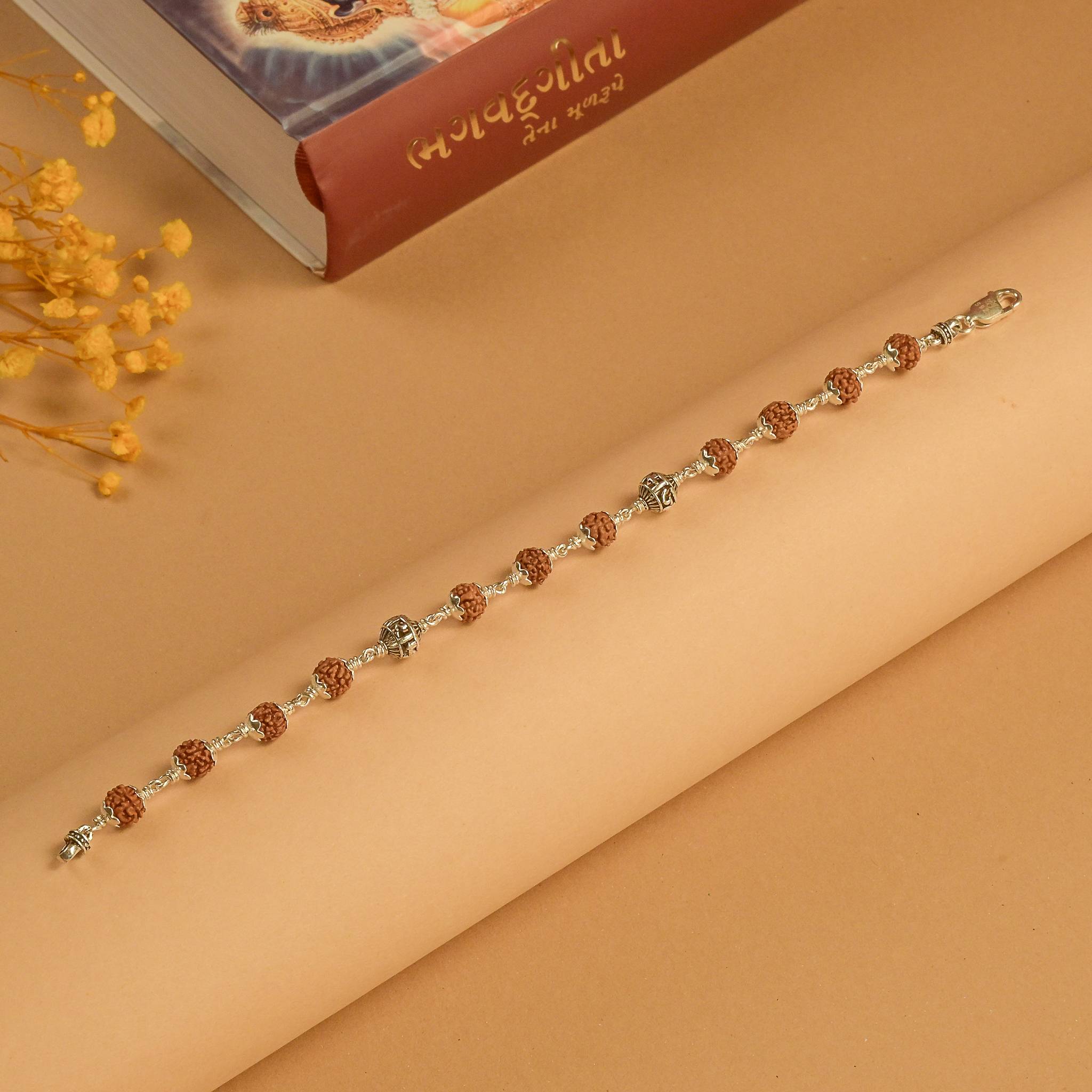 Rudraksha Bracelet with Jay Shree Ram Silver Bead