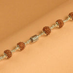 Rudraksha With Silver Oval Filigree Beads Bracelet