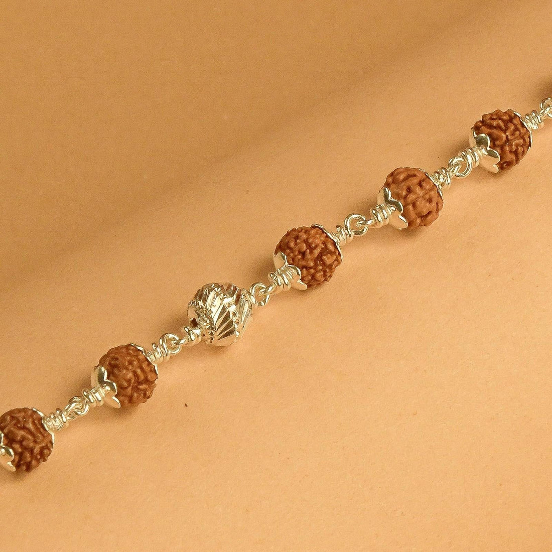 Rudraksha Bracelet with CNC Silver Bead